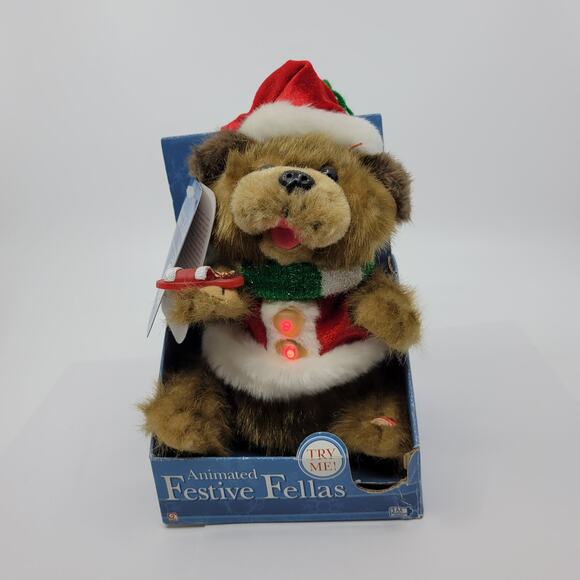 Gemmy Festive Fellas Puppy Dog I Want To Do Something For Santa Claus Animated - Picture 1 of 10